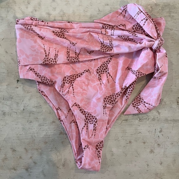 Rose swimsuit GIRAFFE PRINTED HIGH WAIST DEEP V TRIANGLE BIKINI NWOT | size XL - Picture 3 of 9